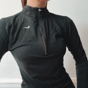 NIKE Black Quarter-Zip Workout Long Sleeve Top